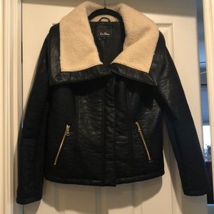 Sam Edelman Faux Leather & Sherpa Coat